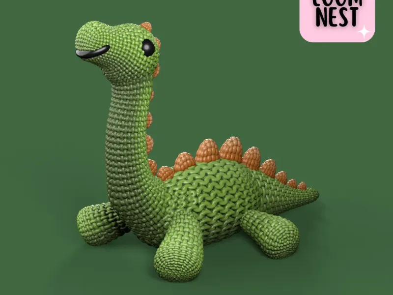 Dinosaur Knitted - Crochet - 3MF Multicolor - No Supports