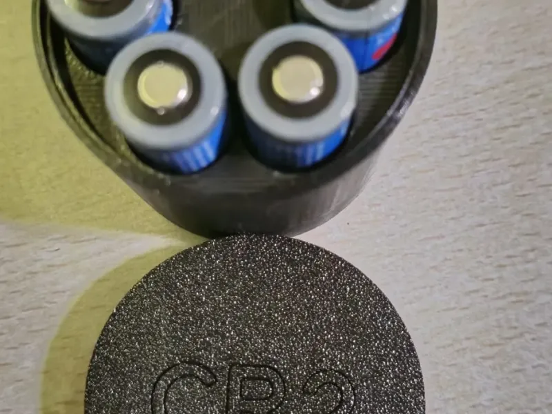 Round Storage Box for 12 CR2 Batteries - Screw-Lid Design