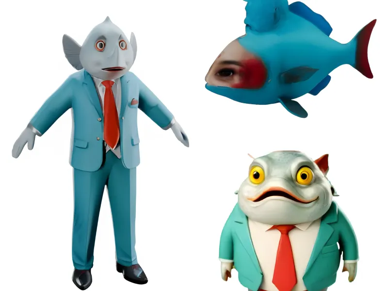 Fish Character Figurine in Business Suit