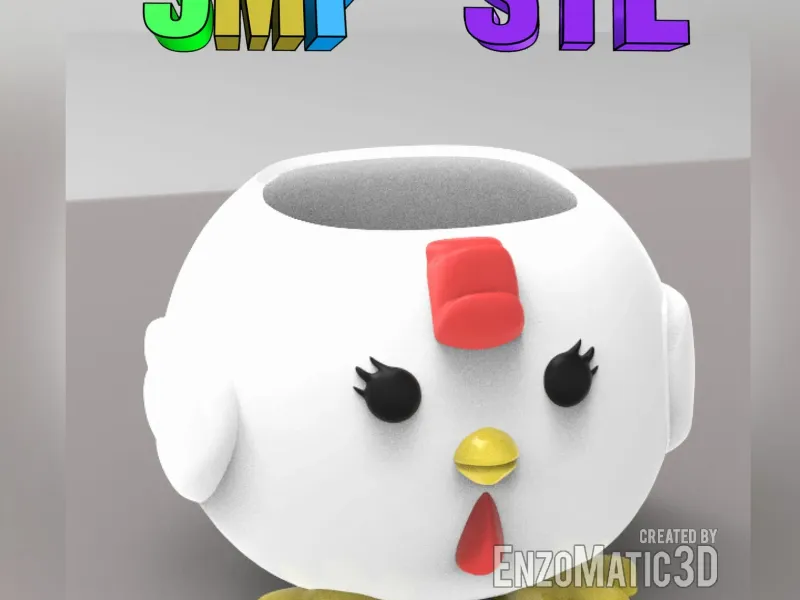 flower pot hen chicken pencil holder STL 3MF
