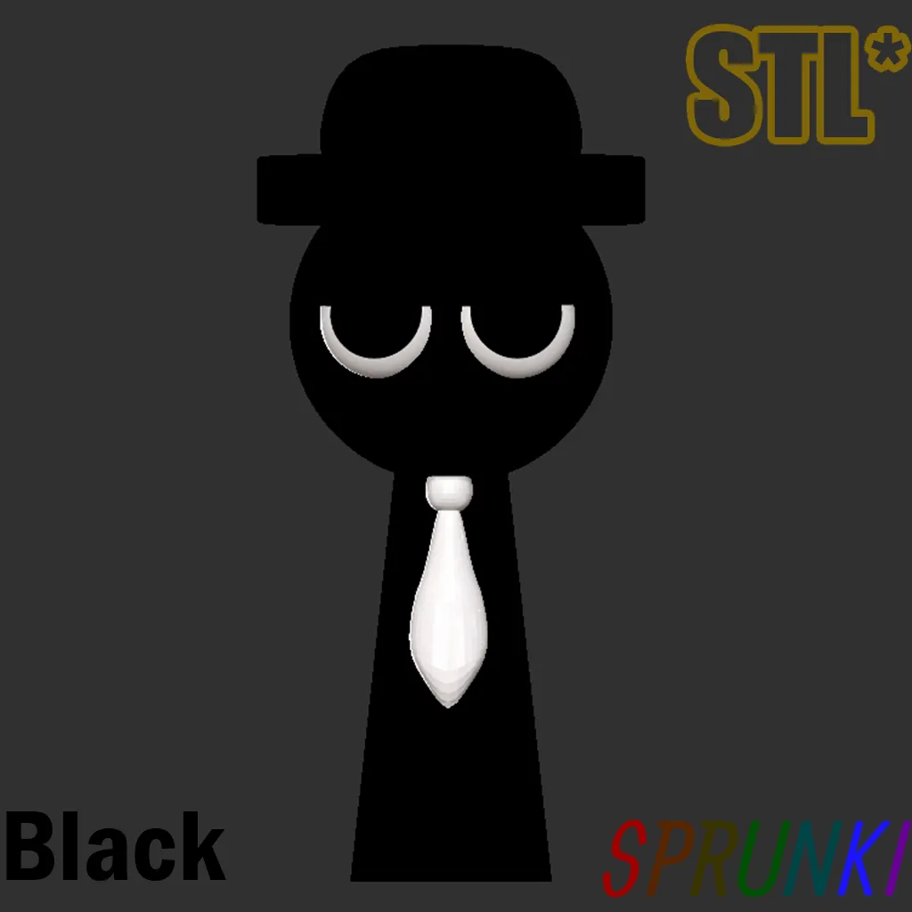 Sprunki Incredibox Black Normal STL 3D Character Fanart