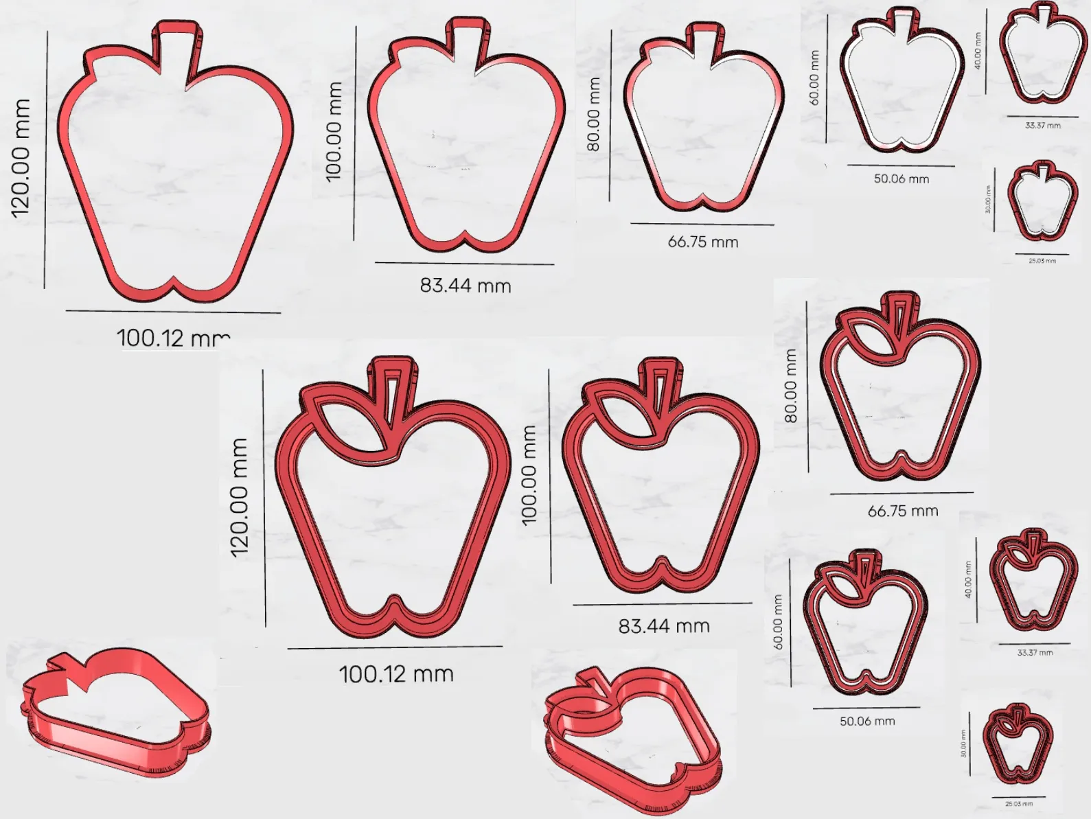 Apple cookie cutter, apple, fruit, more sizes, Cookie cutter
