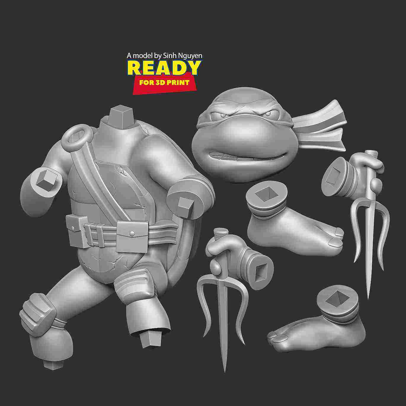 3D model Raphael Teenage Mutant Ninja Turtle VR / AR / low-poly