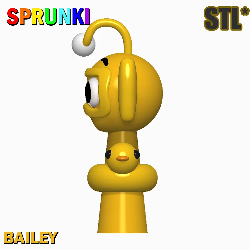 Sprunki Incredibox B Bailey STL 3D Model Character Fanart