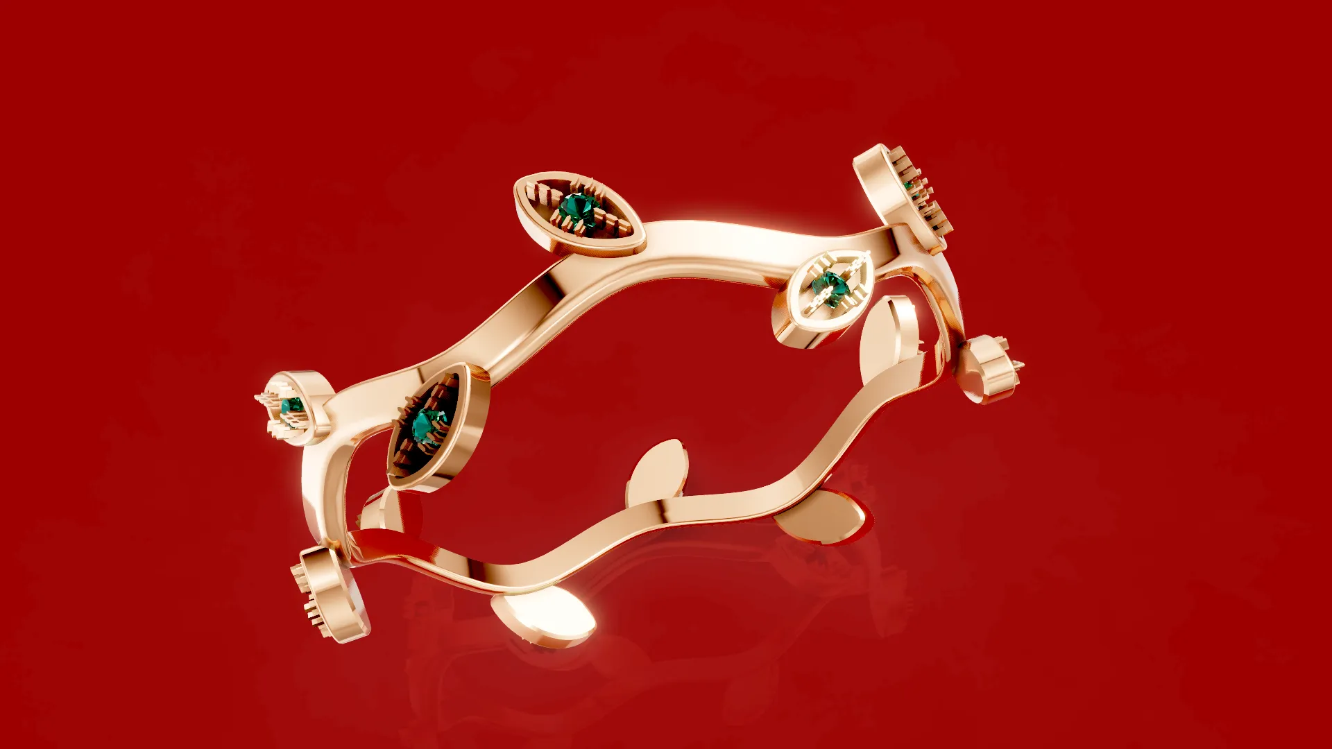 Wave Twig Leaf Ring