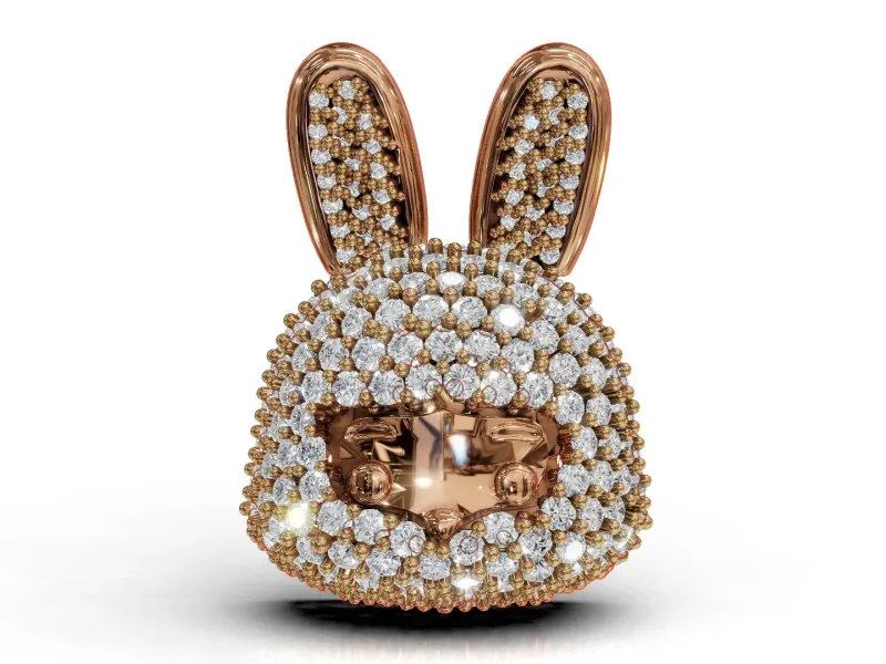 Cute Diamond Bunny Pendant