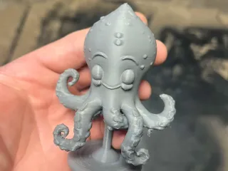 Cute squid on a stand
