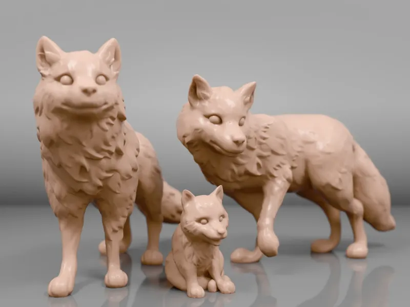 Wolf Family Sculpture: Alpha, Beta, and Baby Wolf