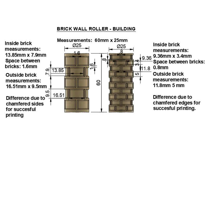 RULLI DI TEXTURE PER MURI DI MATTONI X 4 VERSIONI - PER IL GIOCO SENSORIALE