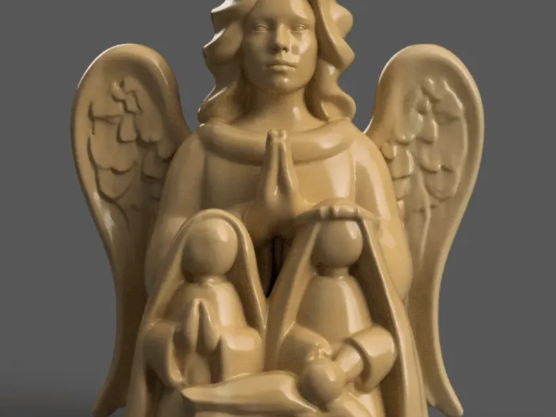 mini nativity scence with angel for desk - table - tree