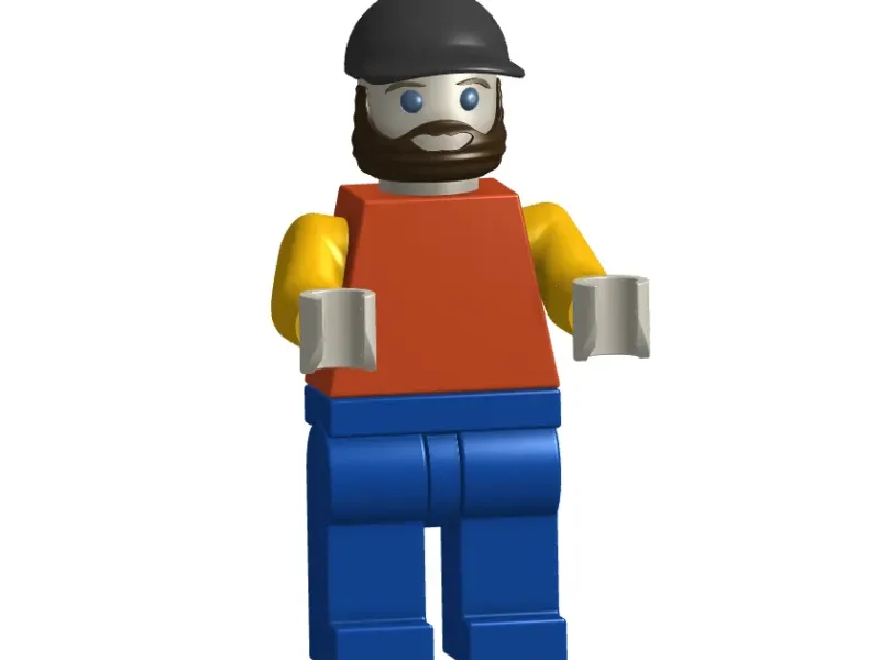 Minifigure Block Person with Beard and Hat Large - like Lego