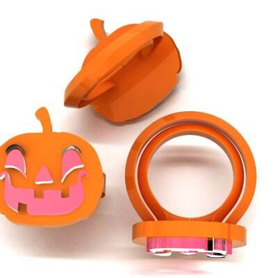 Halloween pumpkin ring free orange and red 3d model
