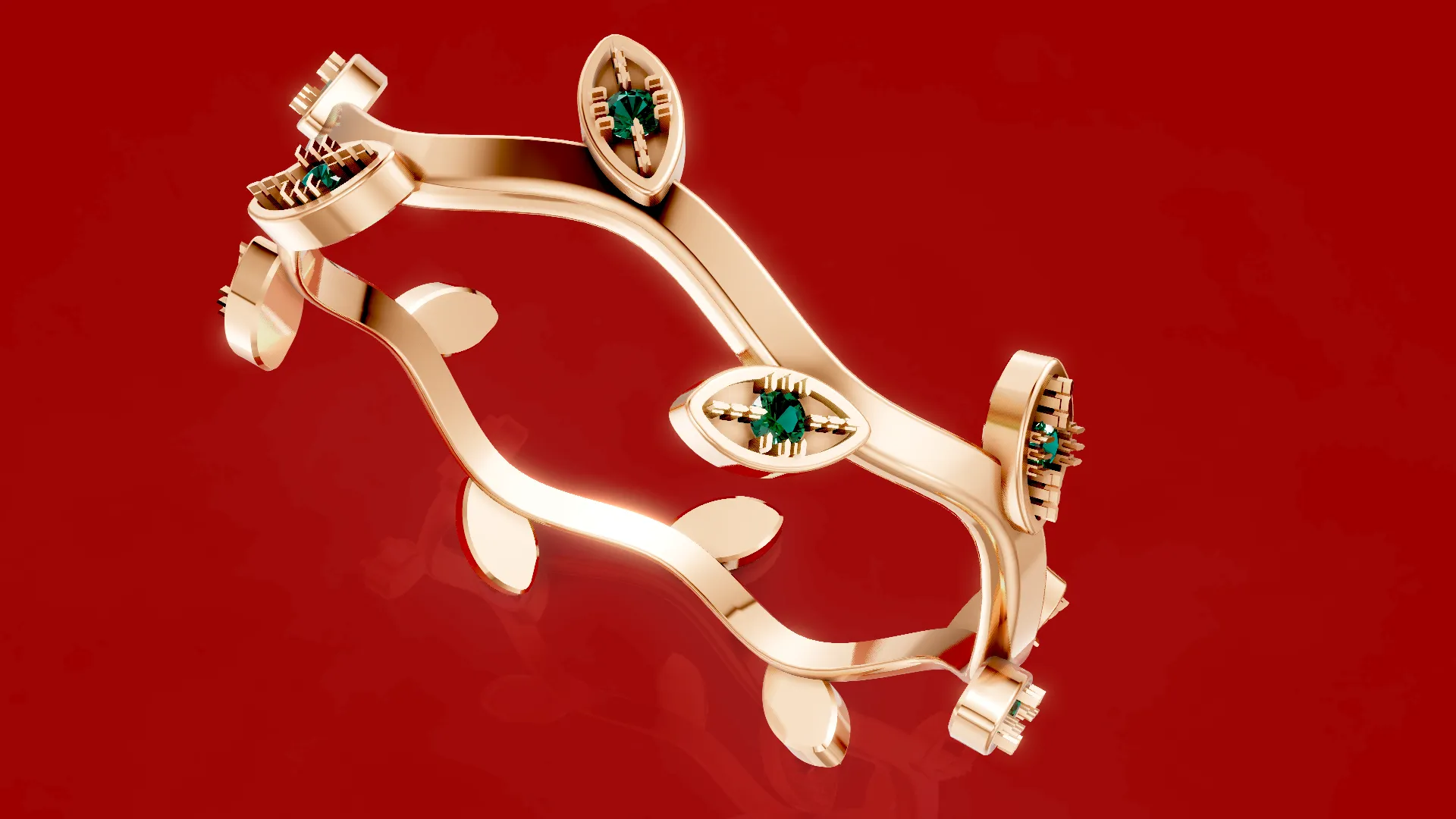 Wave Twig Leaf Ring