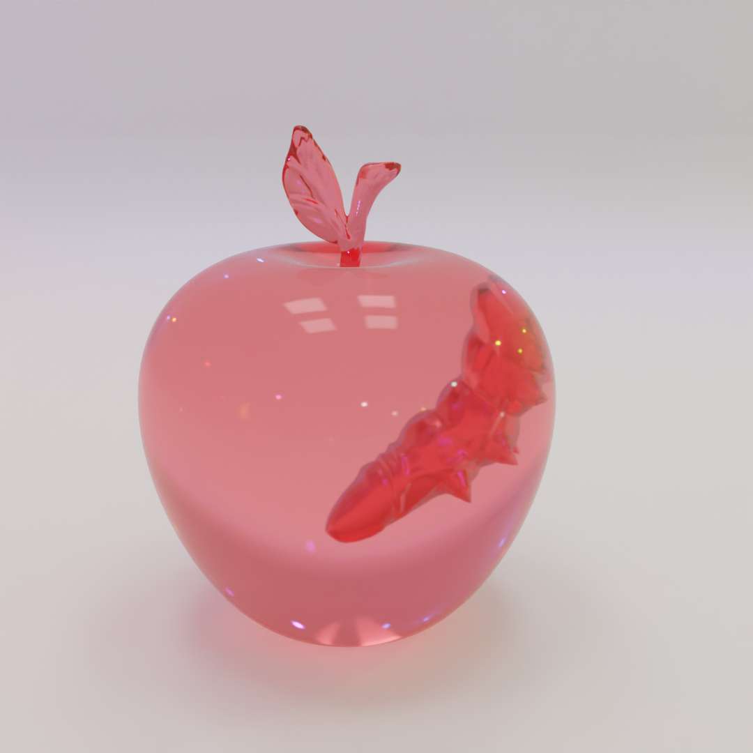 Worm In An Apple (Clear Resin Print Only)-0