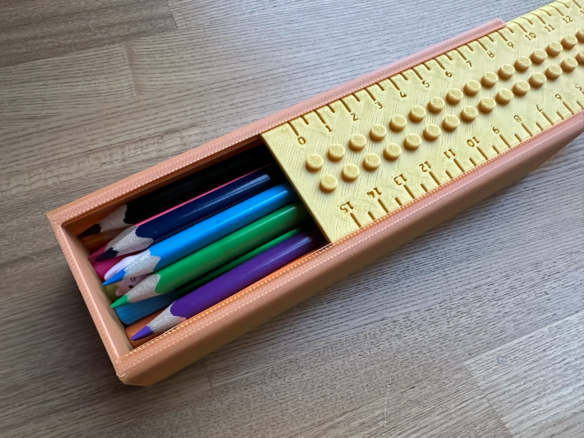 Lego pencil case with ruler lid