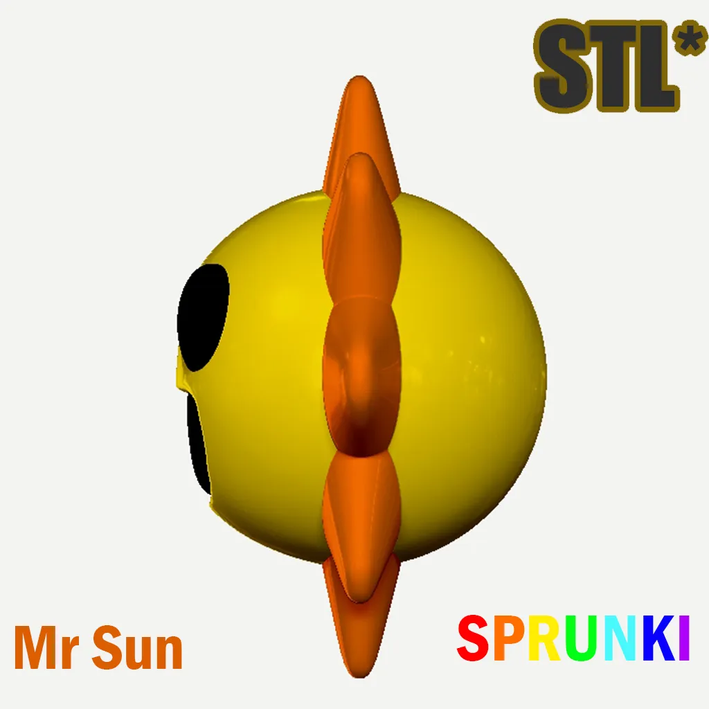 Sprunki 3D Incredibox Mr. Sun STL 3D Character Fanart