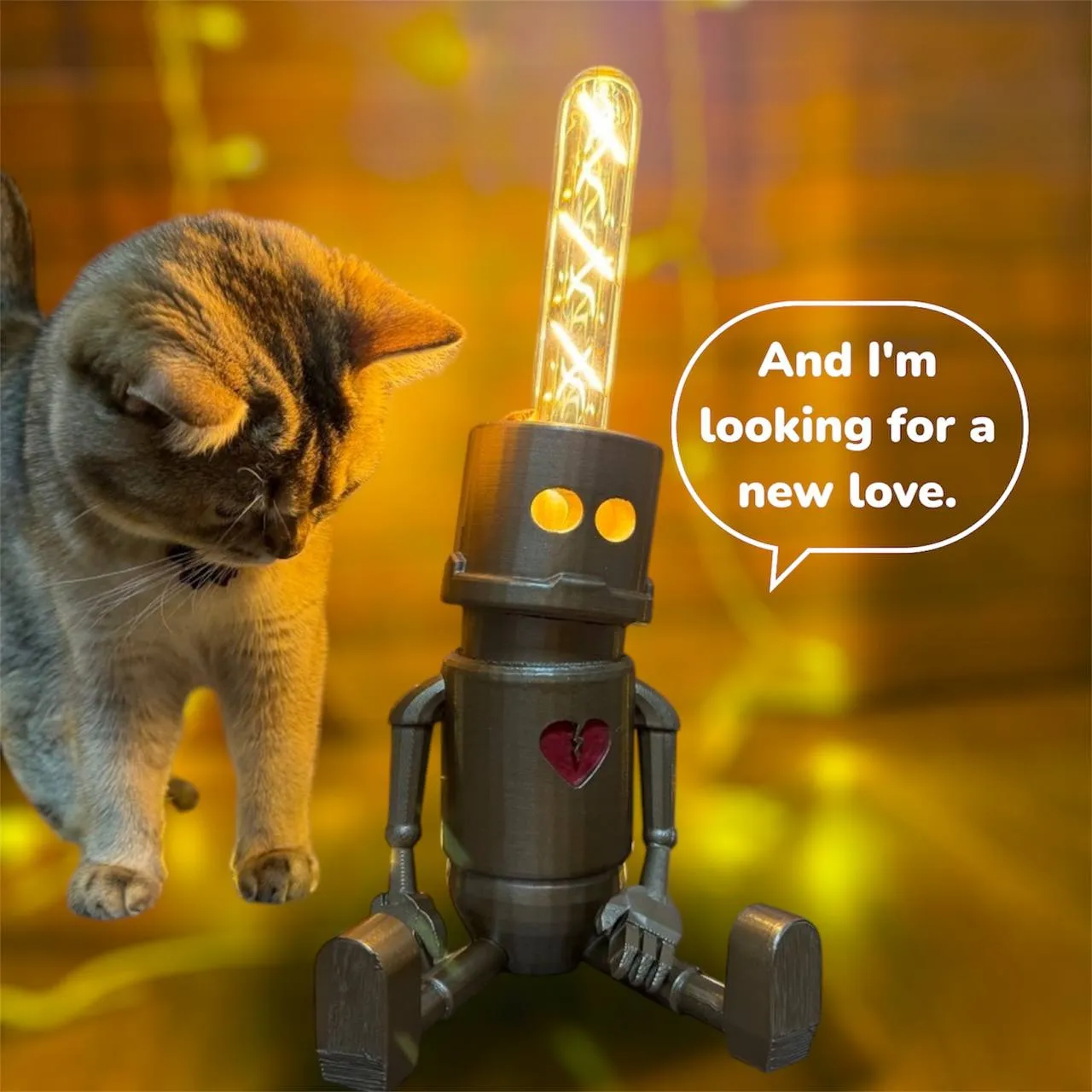 Sad robot lamp