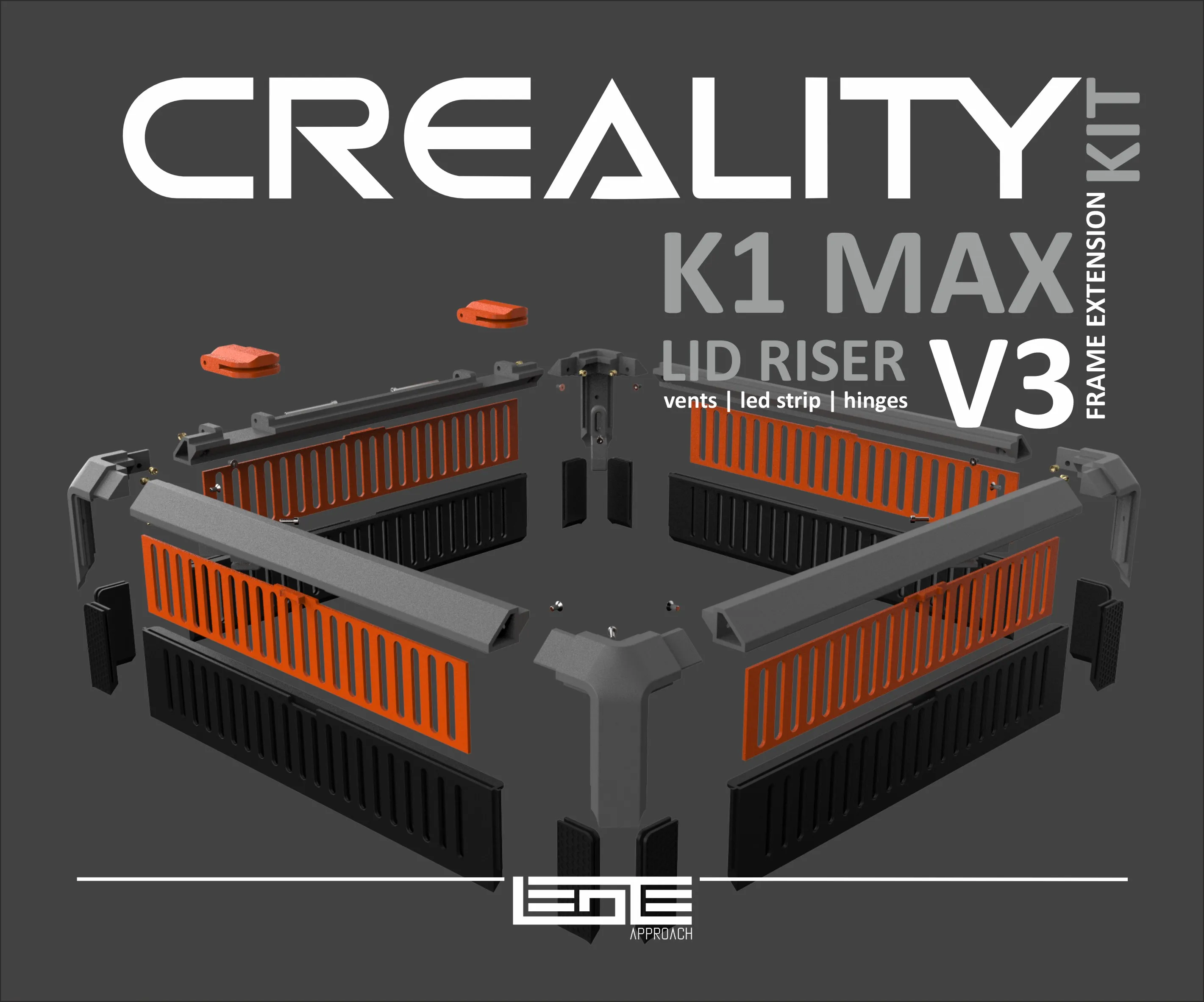 CREALITY K1max - LID RISER V3 - WITH HINGES | 3D models download