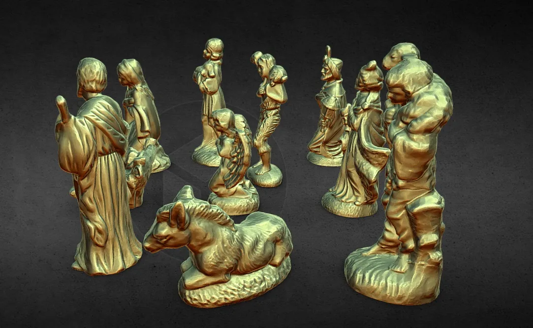 10 figurines baby jesus,mary,joseph,donkey wise man 1 AND 2