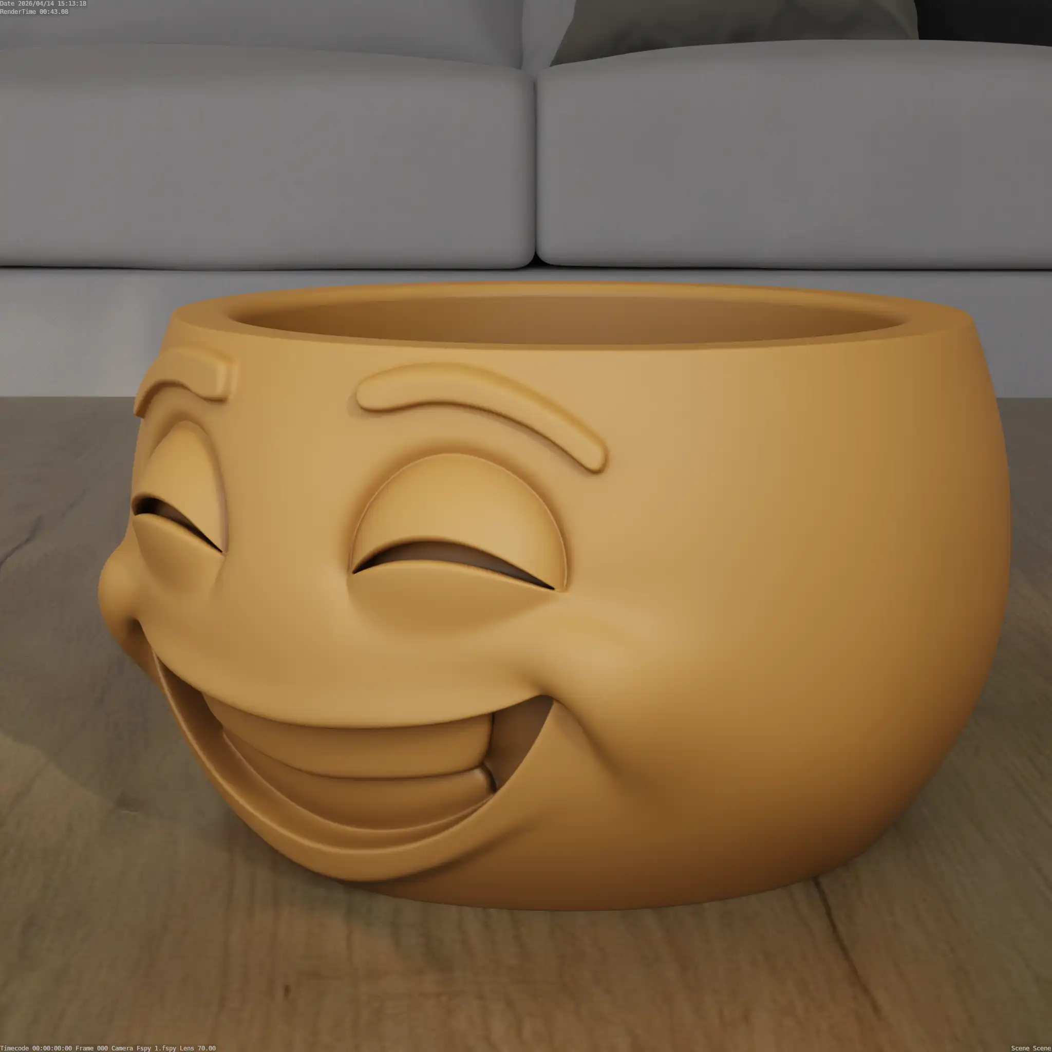 Happy Smiling Emoji Face Planter Pot STL 3D Model