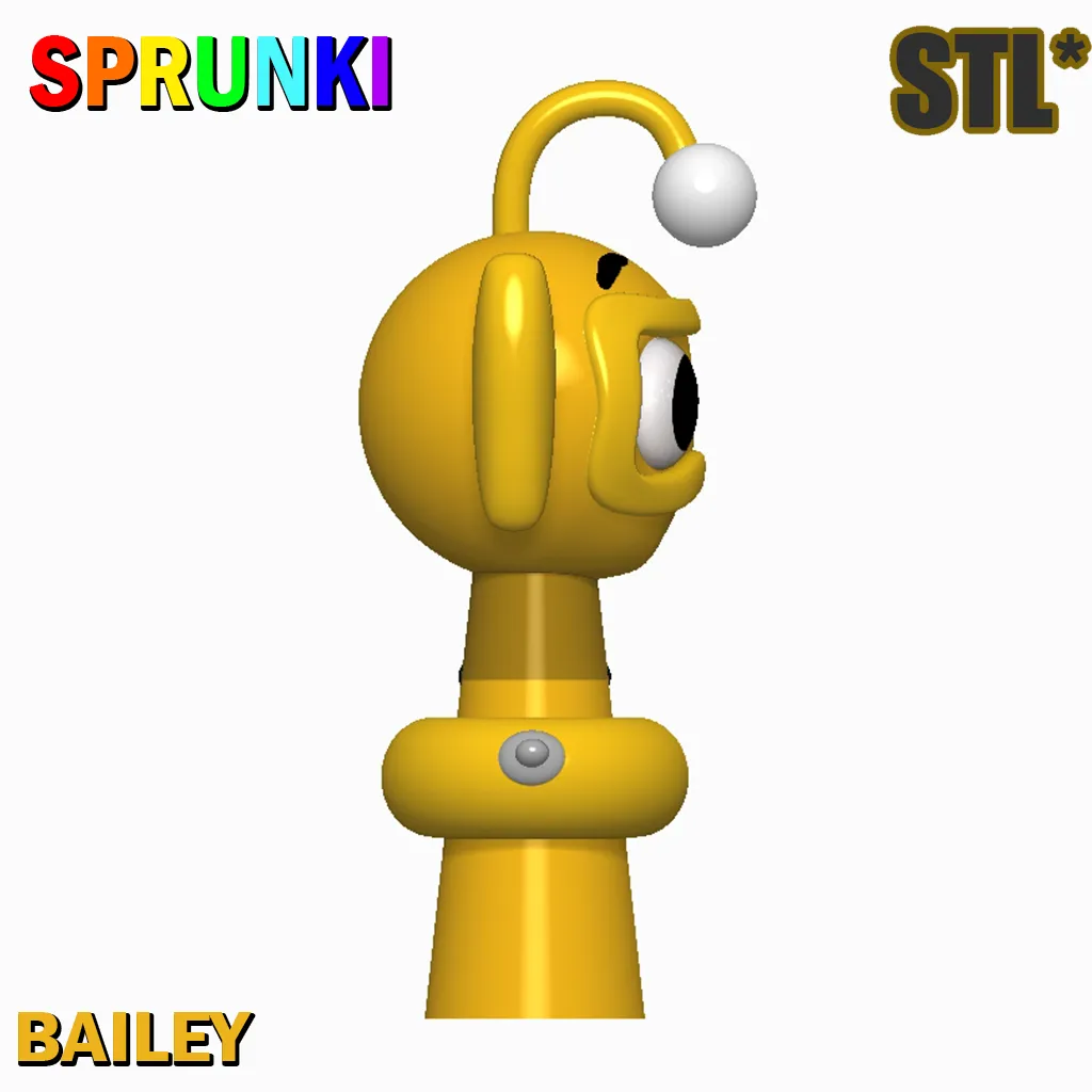Sprunki Incredibox B Bailey STL 3D Model Character Fanart