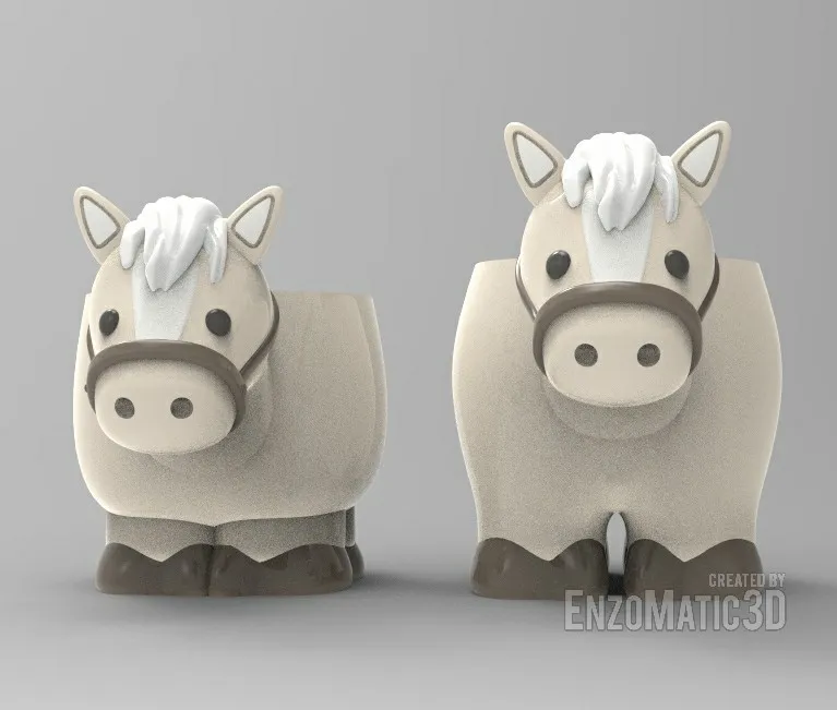 Horse - flower pot planter, pencil holder - 3mf stl