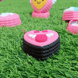 Hearts of Love, Valentine's Day multicolor knitted container