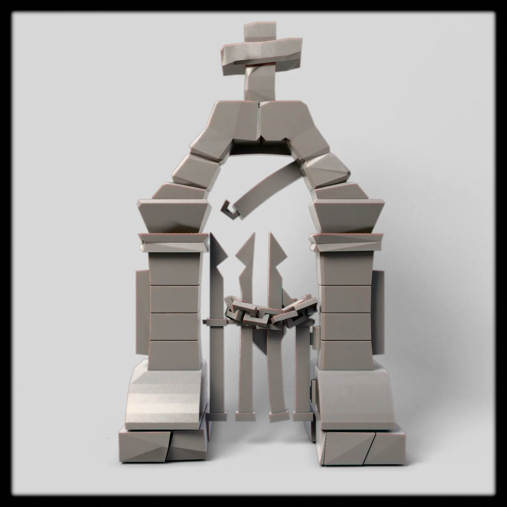 Cemetery Gate 3D Model - Gothic Decorative Entrance