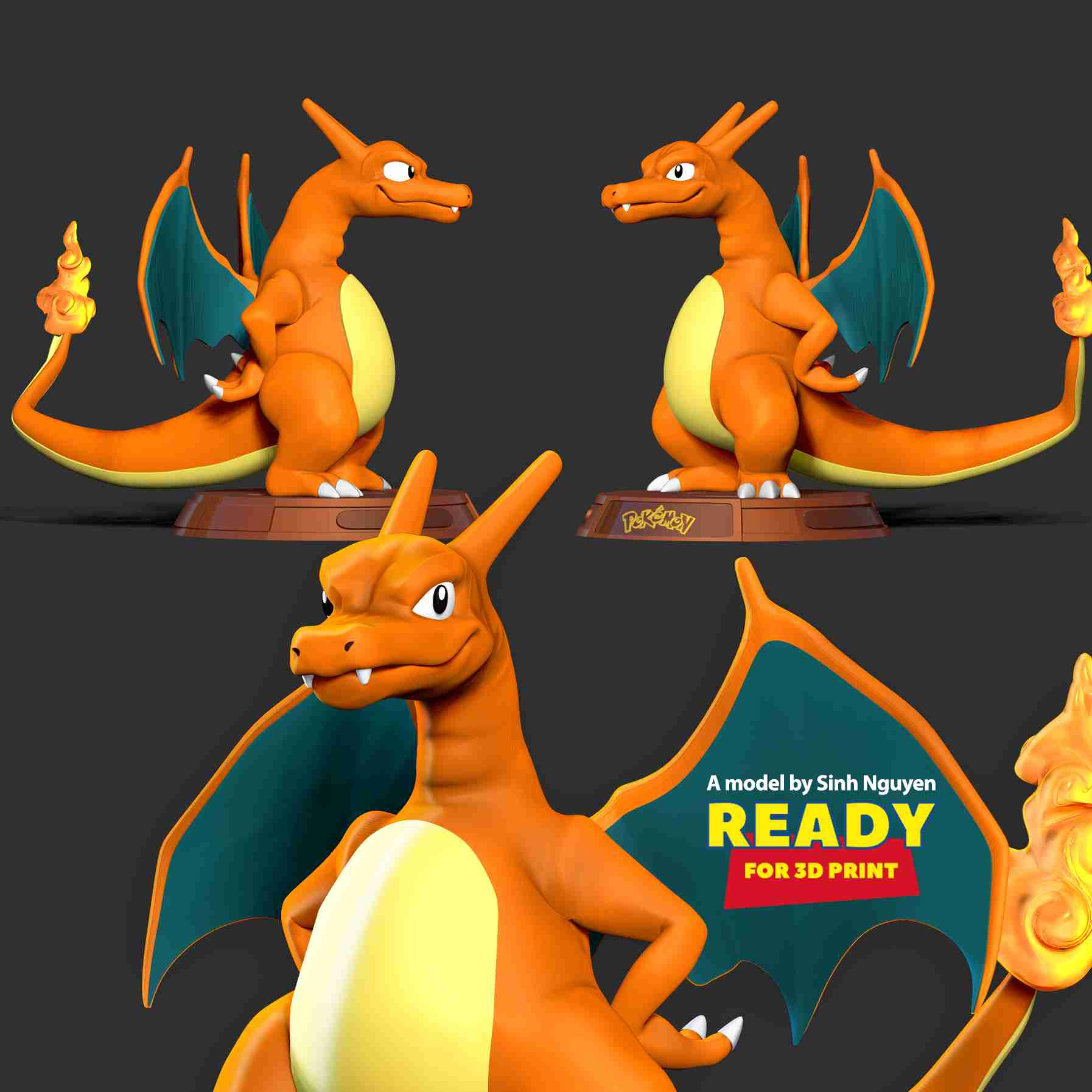 STL file POKEMON - MEGA CHARIZARD 🐉・3D printing template to