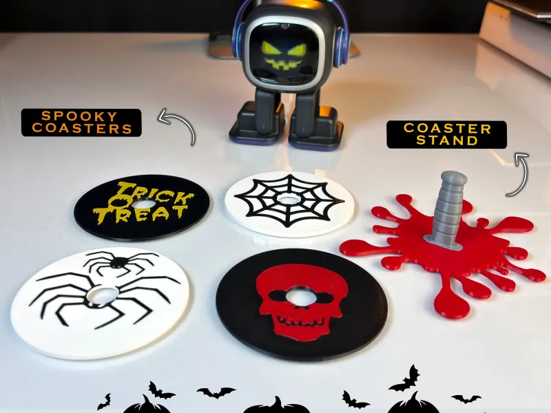 Halloween-Untersetzer-Set mit blutbespritztem Messerständer🎃🕷️