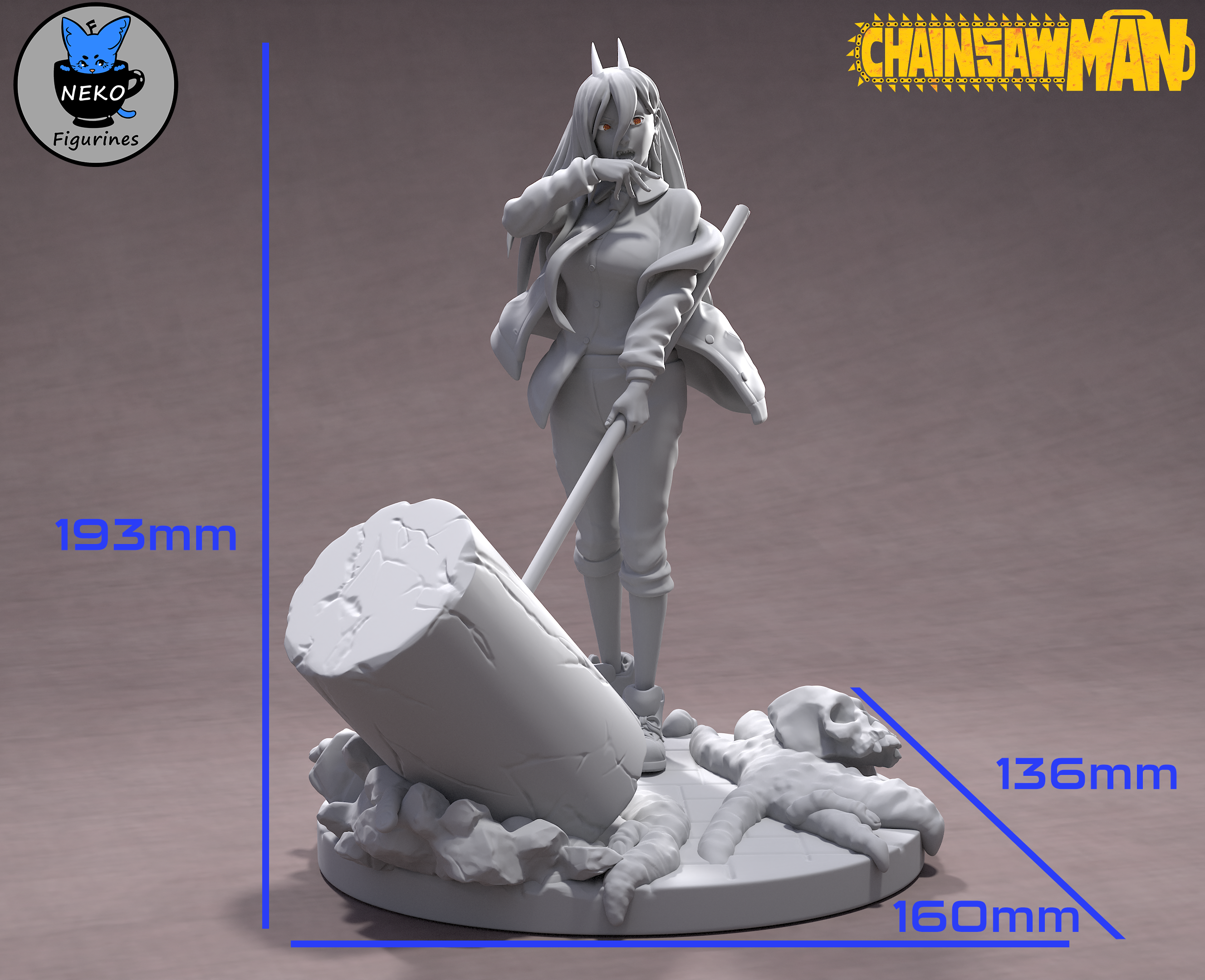 Power - STL ChainsawMan Anime Figurine for 3D Printing