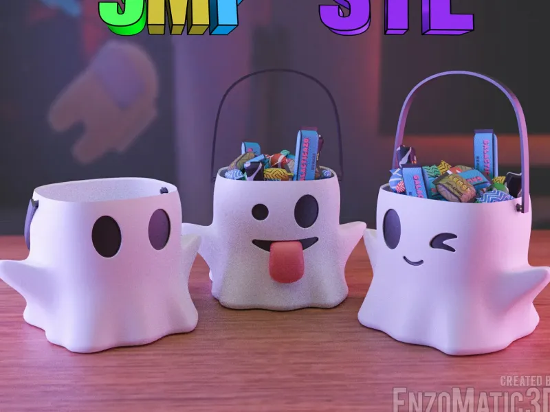 Cubo de caramelos fantasma truco o trato Halloween espeluznante STL 3MF