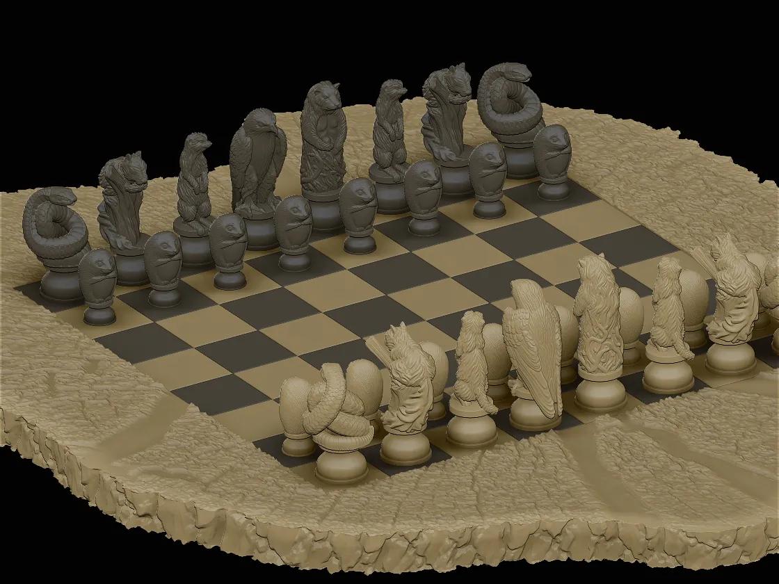 The Hobbit Beorn's Cabin Chess Set 3d digital download