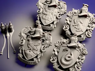 Harry Potter Coat of Arms Collection with Display Stand 🦁⚡