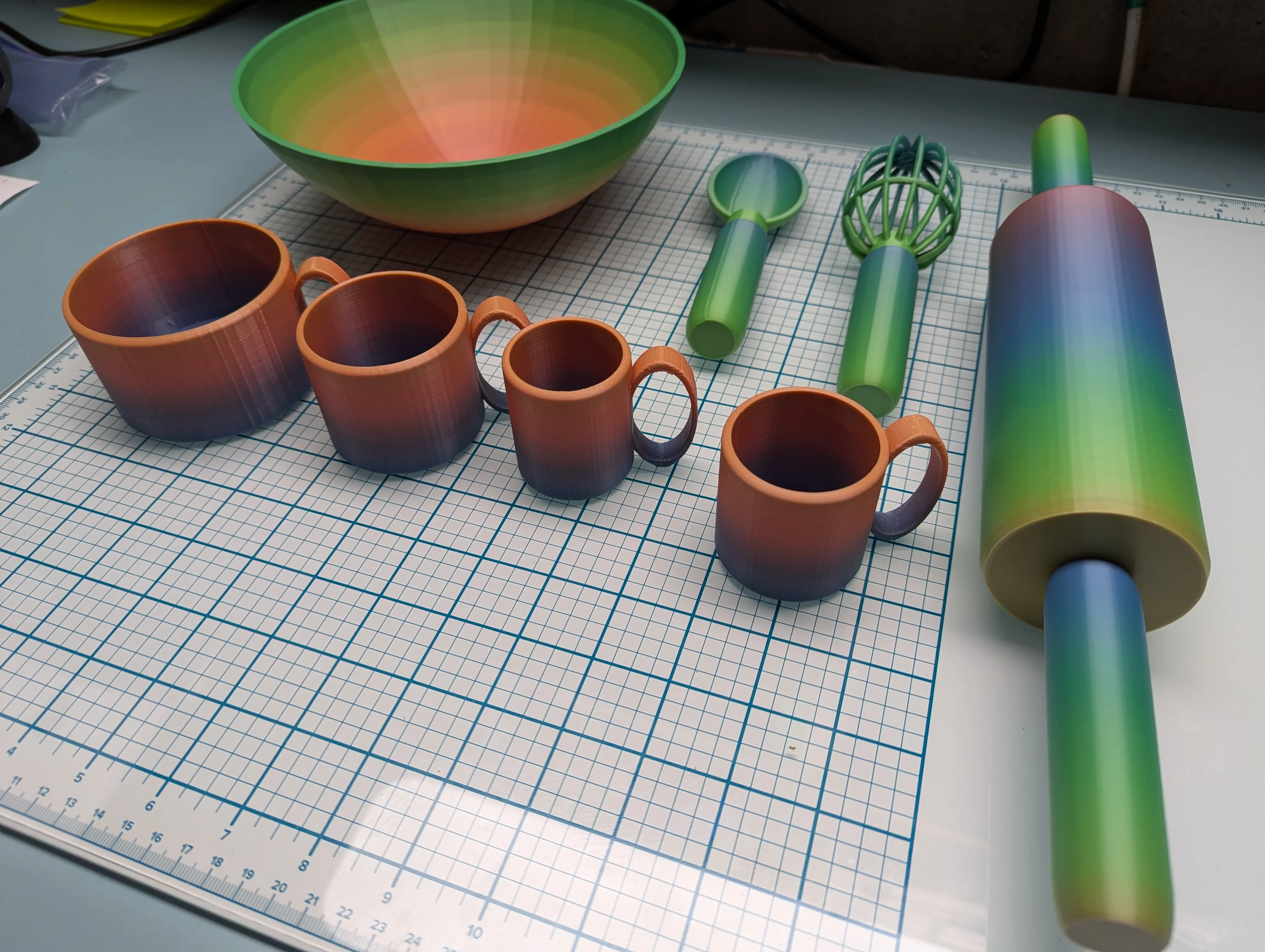 Baking Set - Rolling Pin, Bowl, Spoon, Whisk, Measuring Cups