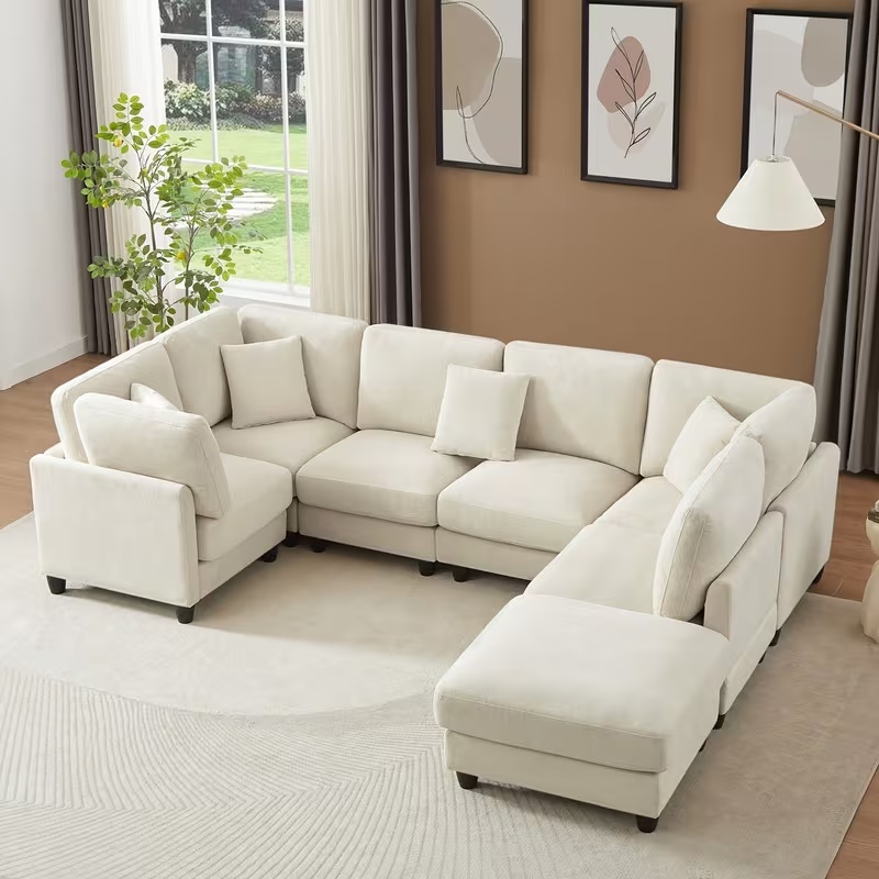 Temu Modular Couch with round black legs locking brackets-4