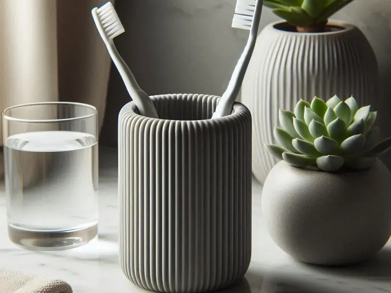 Modern Ribbed Toothbrush and Toothpaste Holder