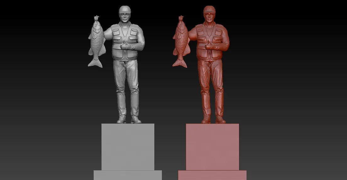 Trophy fishing statue destop - 3d Print