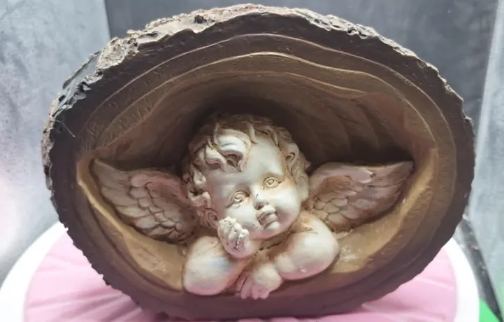 Wood Carving Cherub garden Decoration