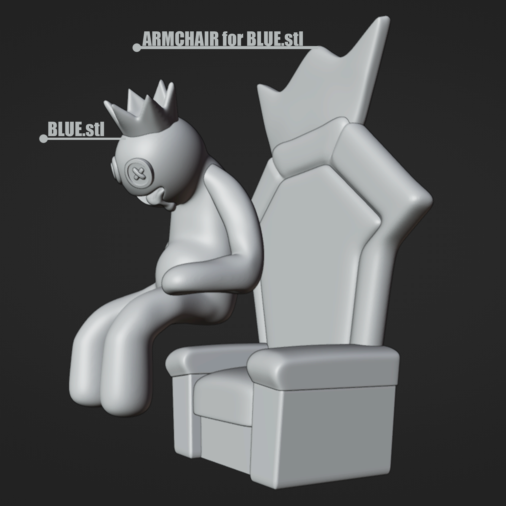 BLUE FROM RAINBOW FRIENDS - ROBLOX. TWO STL MODEL., 3D models download