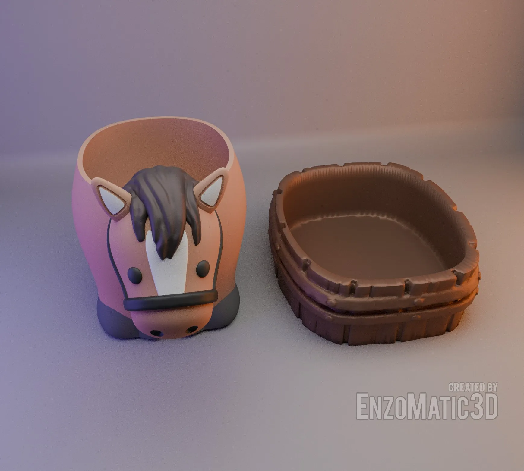 Horse - flower pot planter, pencil holder - 3mf stl