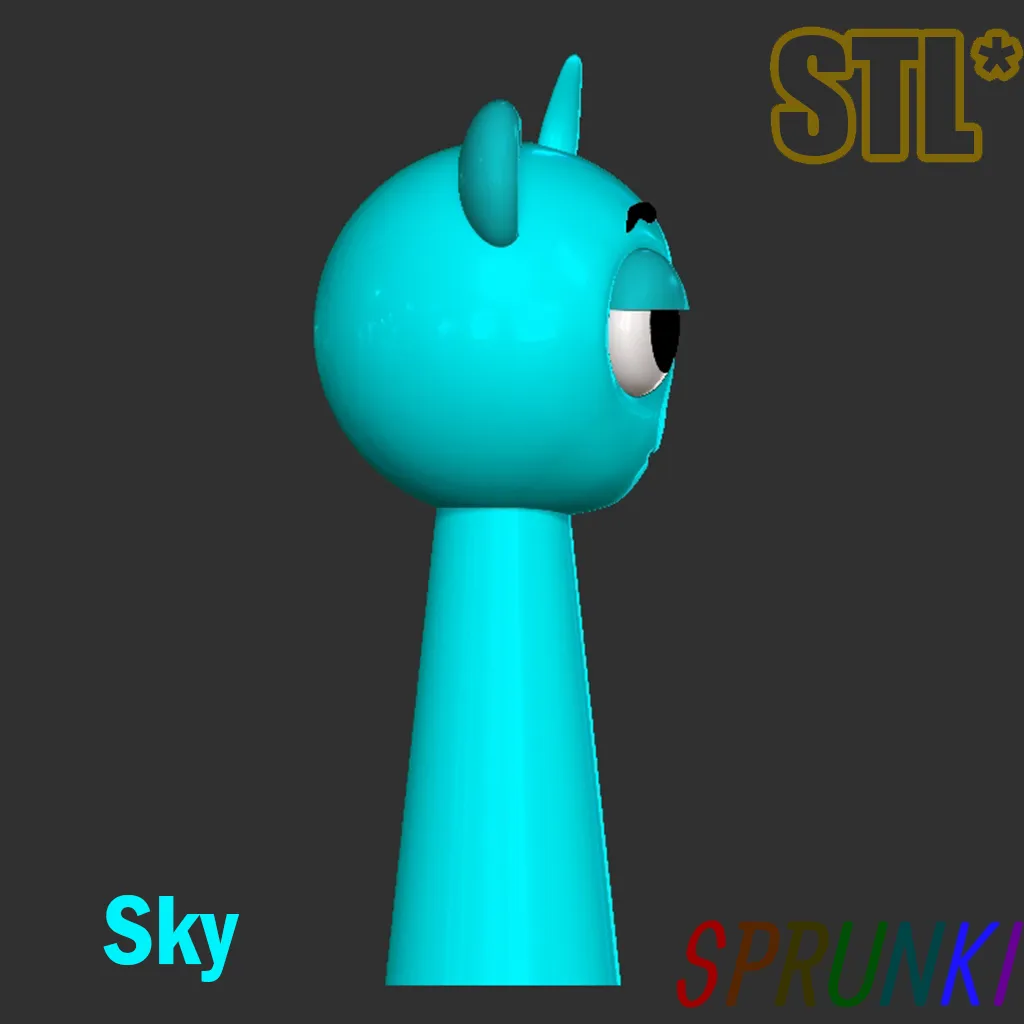 Sprunki Incredibox Sky Blue STL 3D Character Fanart