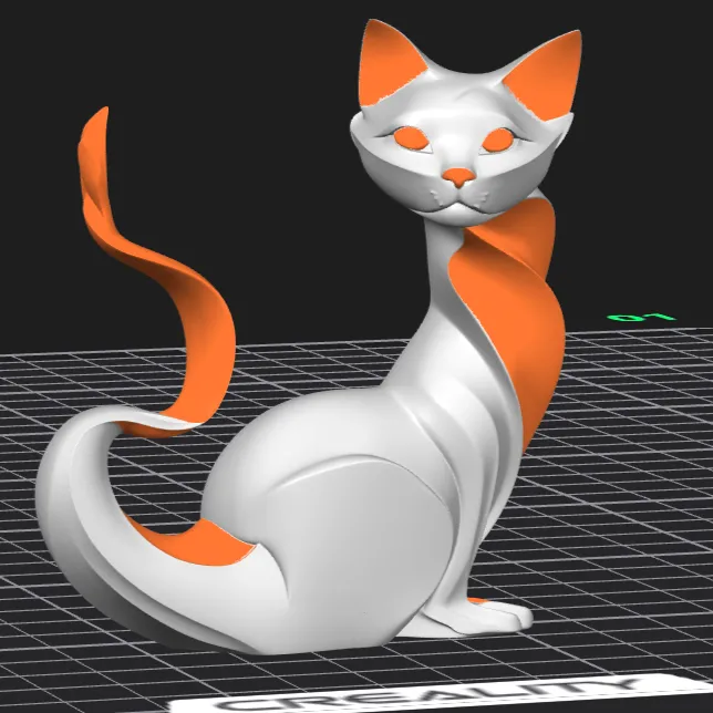 Gato decorativo estilizado multicolor 3MF/STL-4