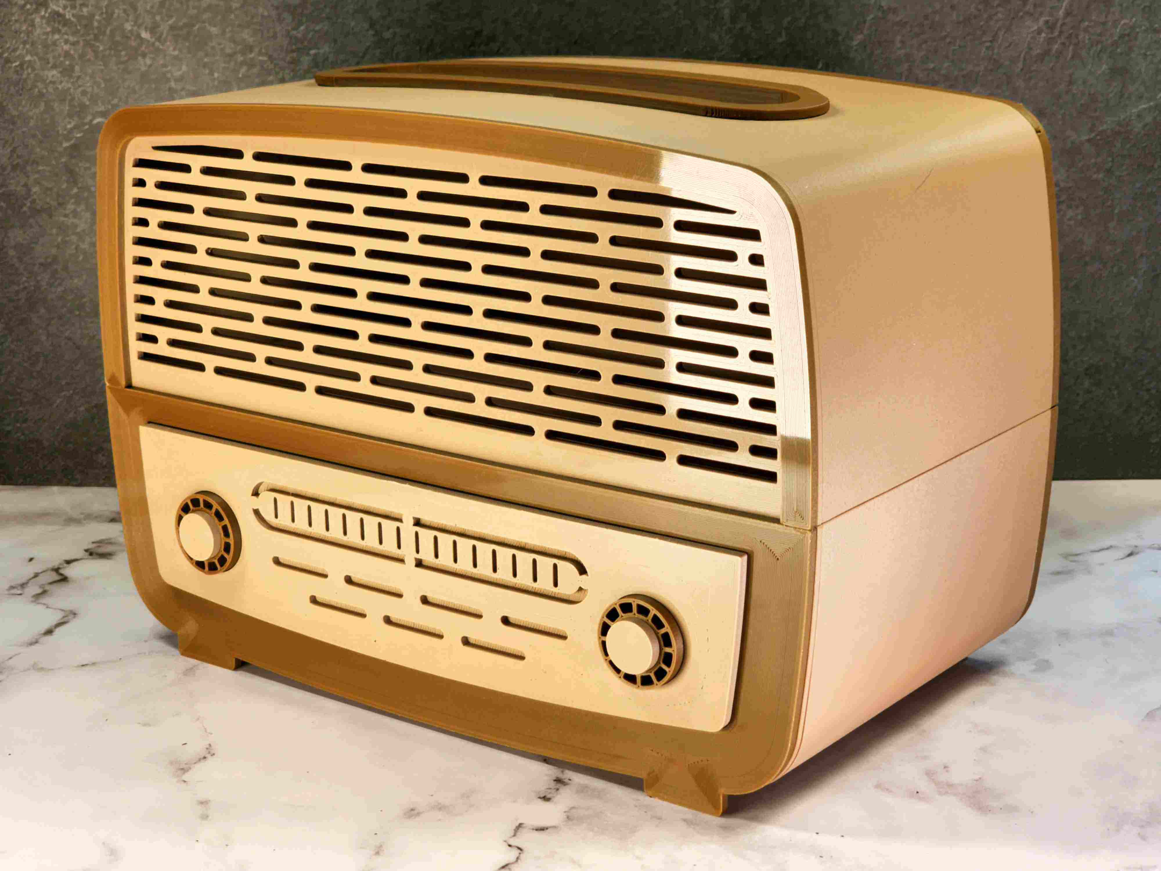 Vintage Radio Tissue Dispenser with Storage Compartment
