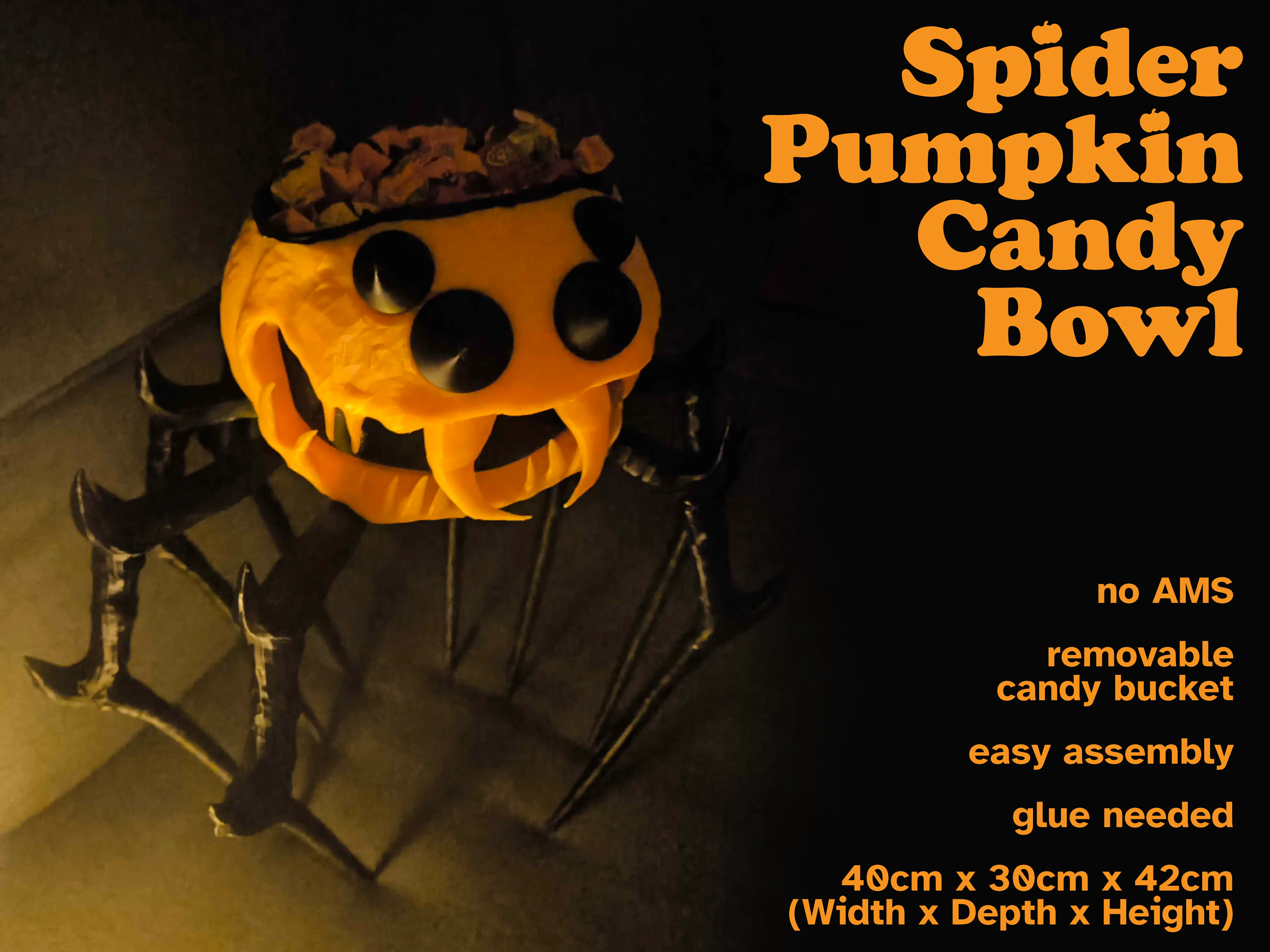 Spider Pumpkin Candy Bowl ~ Halloween ~ (no AMS)