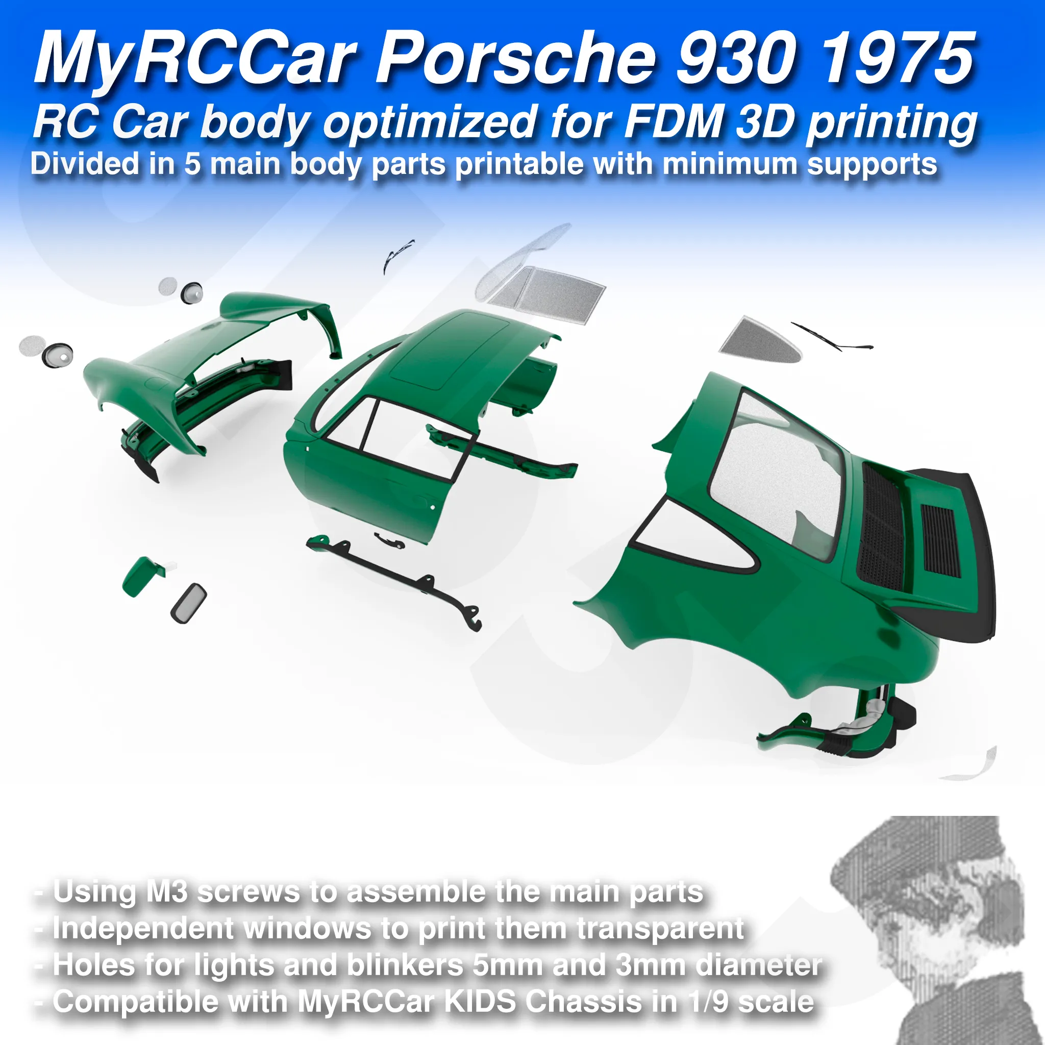 MyRCCar Porsche 911 Turbo 930 1975 RC Car Body