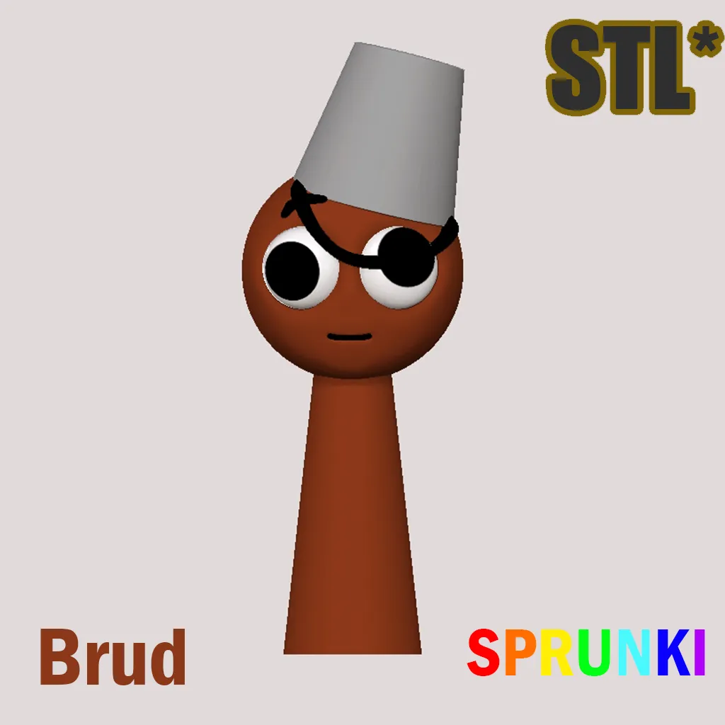 Sprunki Incredibox Brud Brown STL 3D Character Fanart