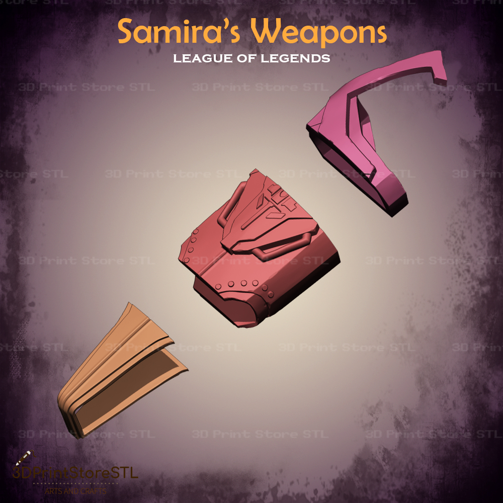 Samira Weapon Cosplay League of Legends - STL File | 3D модели скачать |  Creality Cloud