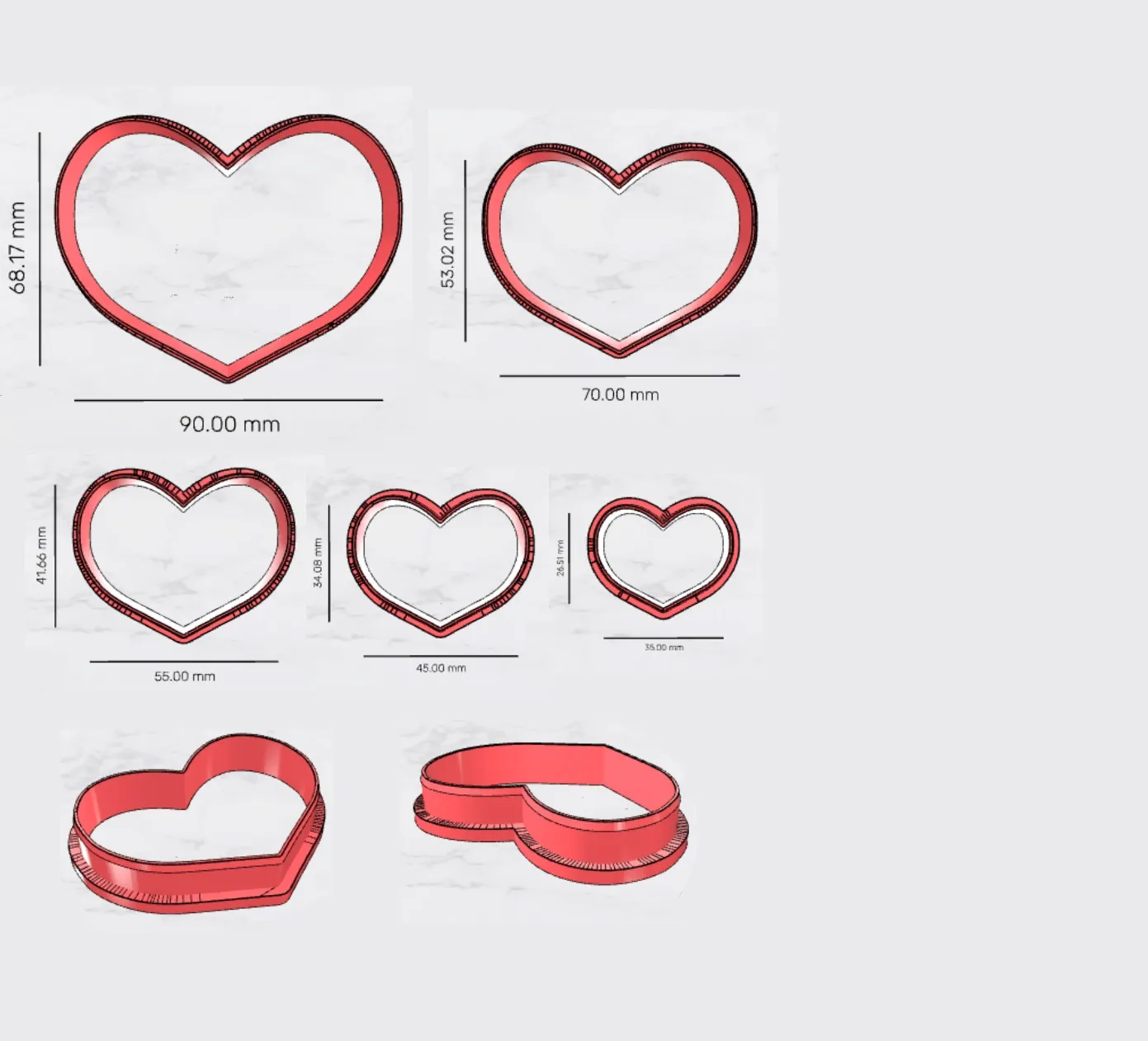 Heart Cookie Cutter, Heart Shape, Heart Polymer Clay Cutter