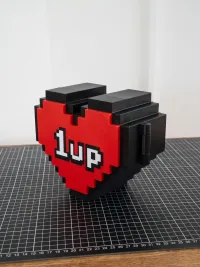 1UP Pixel Heart | Gamer Wall Storage & Medkit-1